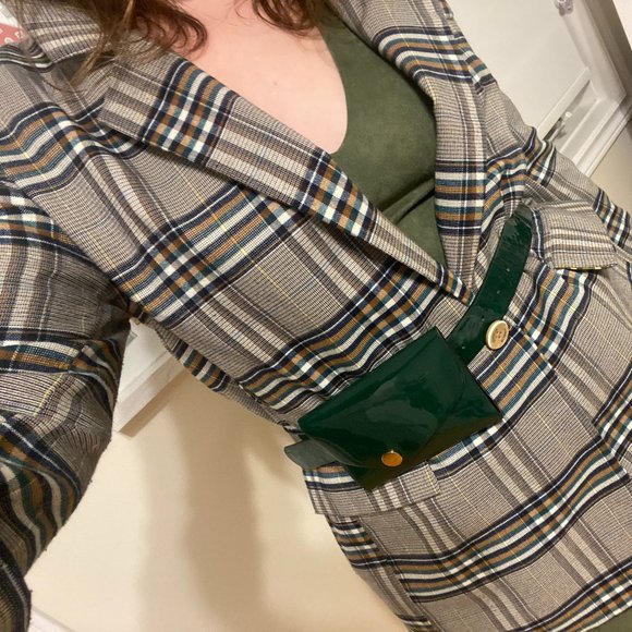 Plaid Blazer & Belt Bag Set – Women's Medium - Picture 1 of 13